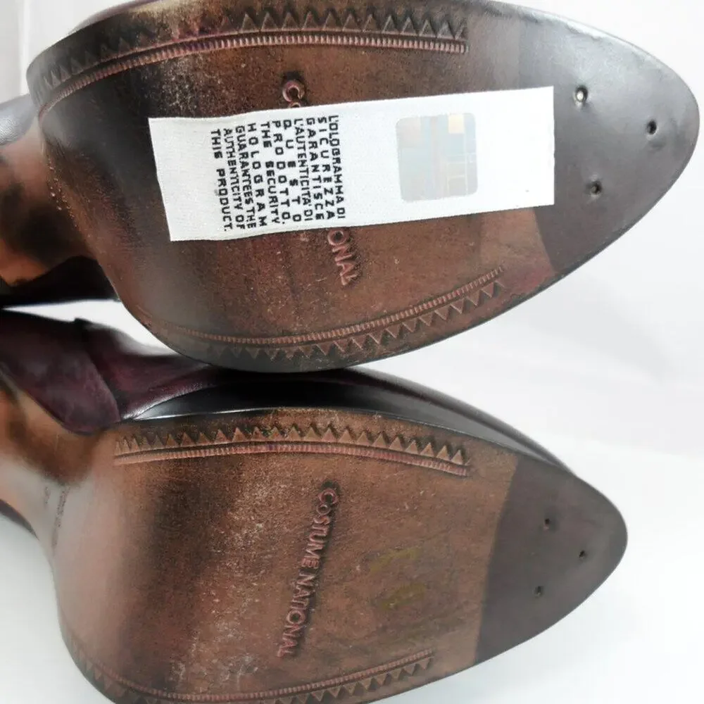 NIB$995 CoSTUME NATIONAL LACED LEATHER ANKLE BOOTS PLATFORM HEELS 39 9